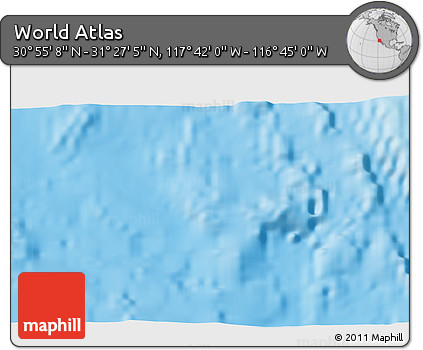Shaded Relief 3D Map of the Area around 31° 11' 6" N, 117° 13' 29" W
