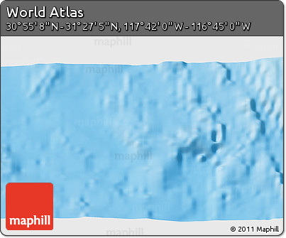 Shaded Relief 3D Map of the Area around 31° 11' 6" N, 117° 13' 29" W