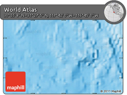 Physical Map of the Area around 31° 11' 6" N, 117° 13' 29" W