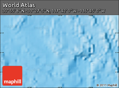 Physical Map of the Area around 31° 11' 6" N, 117° 13' 29" W