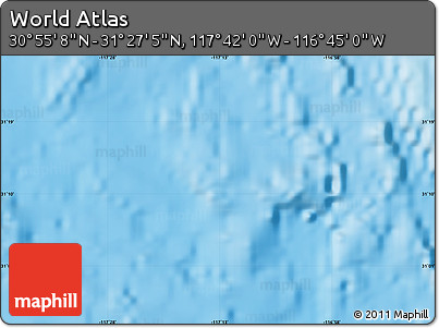 Physical Map of the Area around 31° 11' 6" N, 117° 13' 29" W