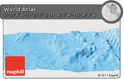 Shaded Relief Panoramic Map of the Area around 31° 11' 6" N, 117° 13' 29" W
