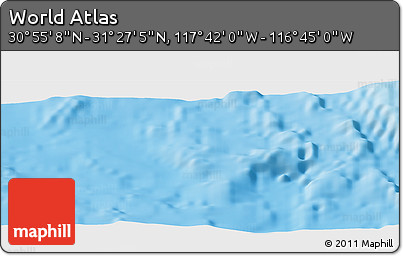Shaded Relief Panoramic Map of the Area around 31° 11' 6" N, 117° 13' 29" W