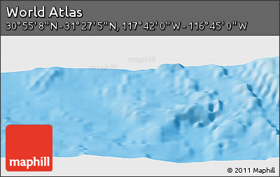 Shaded Relief Panoramic Map of the Area around 31° 11' 6" N, 117° 13' 29" W