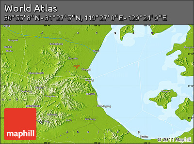 Physical Map of the Area around 31° 11' 6" N, 119° 55' 30" E