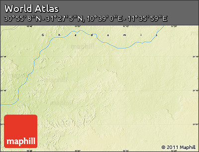 Physical Map of the Area around 31° 11' 6" N, 11° 7' 30" E