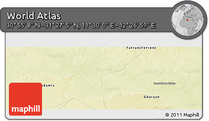 Physical Panoramic Map of the Area around 31° 11' 6" N, 11° 58' 29" E