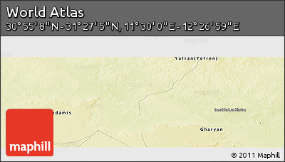 Physical Panoramic Map of the Area around 31° 11' 6" N, 11° 58' 29" E