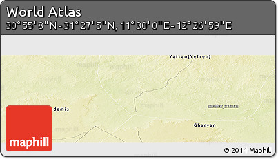 Physical Panoramic Map of the Area around 31° 11' 6" N, 11° 58' 29" E
