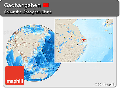 Shaded Relief Location Map of Gaohangzhen