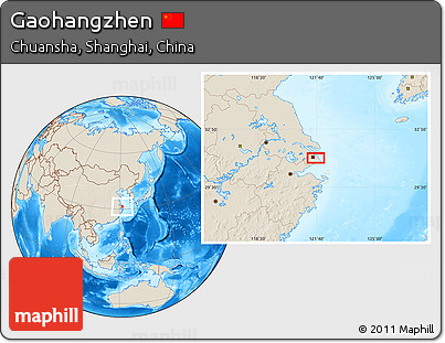 Shaded Relief Location Map of Gaohangzhen