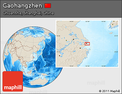 Shaded Relief Location Map of Gaohangzhen
