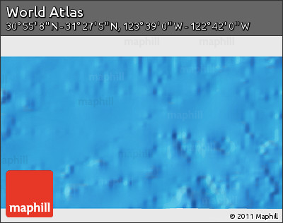 Physical 3D Map of the Area around 31° 11' 6" N, 123° 10' 30" W