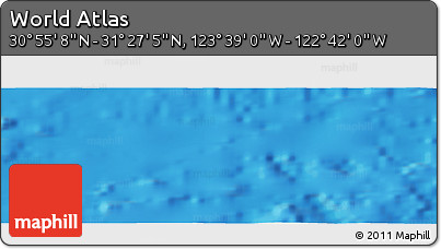 Physical Panoramic Map of the Area around 31° 11' 6" N, 123° 10' 30" W