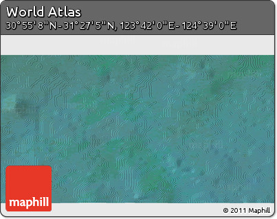 Satellite 3D Map of the Area around 31° 11' 6" N, 124° 10' 30" E