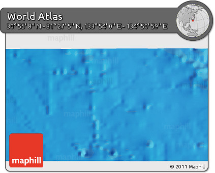 Physical 3D Map of the Area around 31° 11' 6" N, 134° 22' 30" E