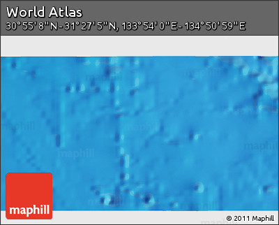 Physical 3D Map of the Area around 31° 11' 6" N, 134° 22' 30" E