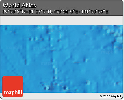 Physical 3D Map of the Area around 31° 11' 6" N, 134° 22' 30" E