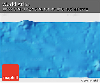 Physical 3D Map of the Area around 31° 11' 6" N, 135° 13' 29" E
