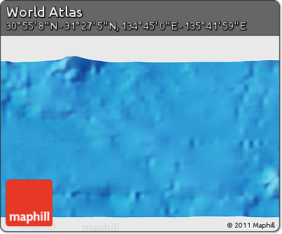 Physical 3D Map of the Area around 31° 11' 6" N, 135° 13' 29" E