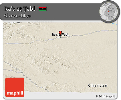 Shaded Relief Panoramic Map of Ra's Aţ Ţabl