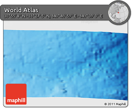Physical 3D Map of the Area around 31° 11' 6" N, 141° 10' 30" E