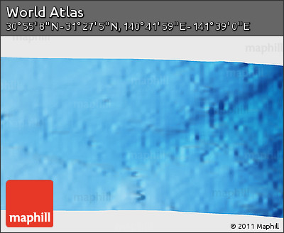 Physical 3D Map of the Area around 31° 11' 6" N, 141° 10' 30" E