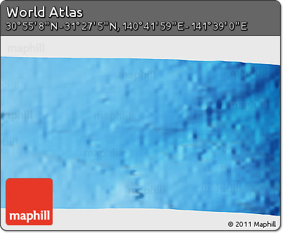 Physical 3D Map of the Area around 31° 11' 6" N, 141° 10' 30" E