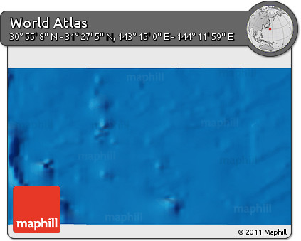 Physical 3D Map of the Area around 31° 11' 6" N, 143° 43' 29" E