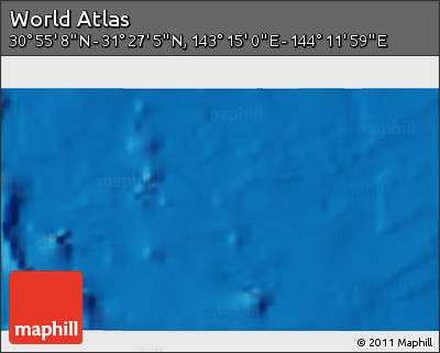 Physical 3D Map of the Area around 31° 11' 6" N, 143° 43' 29" E