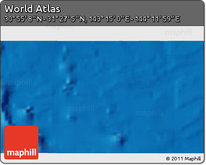Physical 3D Map of the Area around 31° 11' 6" N, 143° 43' 29" E