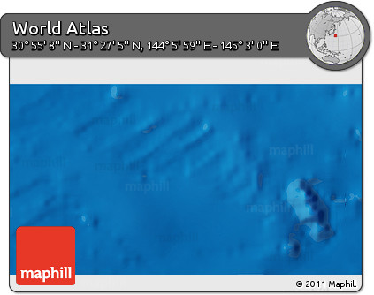 Physical 3D Map of the Area around 31° 11' 6" N, 144° 34' 29" E