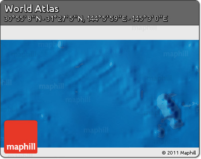 Physical 3D Map of the Area around 31° 11' 6" N, 144° 34' 29" E