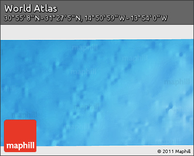 Physical 3D Map of the Area around 31° 11' 6" N, 14° 22' 30" W