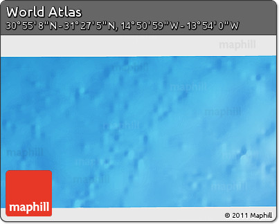 Physical 3D Map of the Area around 31° 11' 6" N, 14° 22' 30" W