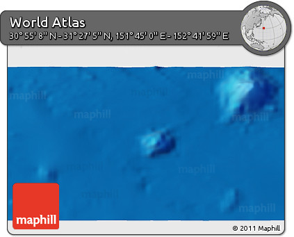 Physical 3D Map of the Area around 31° 11' 6" N, 152° 13' 29" E