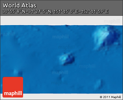 Physical 3D Map of the Area around 31° 11' 6" N, 152° 13' 29" E