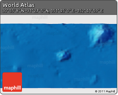 Physical 3D Map of the Area around 31° 11' 6" N, 152° 13' 29" E
