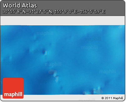 Physical 3D Map of the Area around 31° 11' 6" N, 155° 37' 30" E