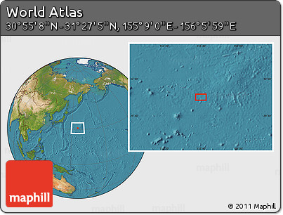 Satellite Location Map of the Area around 31° 11' 6" N, 155° 37' 30" E