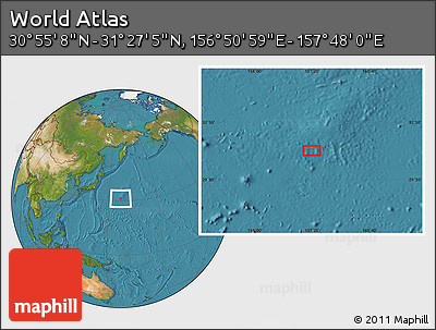 Satellite Location Map of the Area around 31° 11' 6" N, 157° 19' 29" E