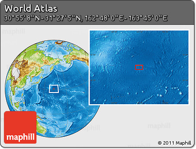 Physical Location Map of the Area around 31° 11' 6" N, 163° 16' 30" E