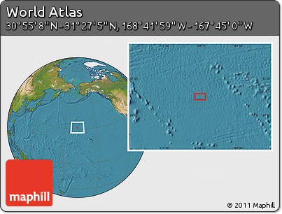 Satellite Location Map of the Area around 31° 11' 6" N, 168° 13' 29" W