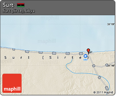 Shaded Relief Map of Surt