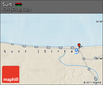 Shaded Relief Map of Surt