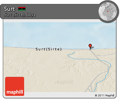 Shaded Relief Panoramic Map of Surt