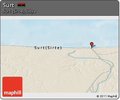 Shaded Relief Panoramic Map of Surt