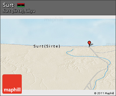 Shaded Relief Panoramic Map of Surt