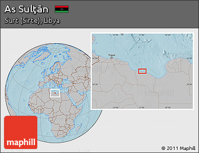 Gray Location Map of As Sulţān, hill shading