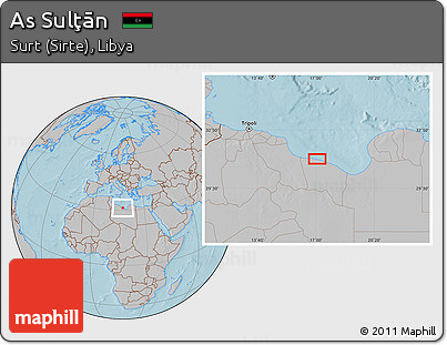 Gray Location Map of As Sulţān, hill shading